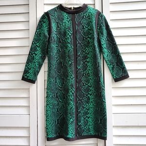Juicy Couture bright green snakeskin dress gold zipper